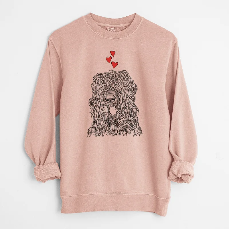 long-sleeve athletic hoodieValentine Darryl the Black Russian Terrier - Unisex Pigment Dyed Crew Sweatshirt