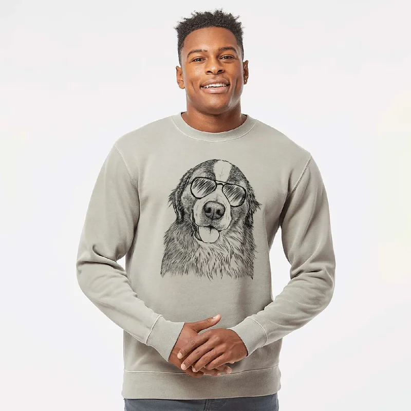 athletic casual sweatshirtAviator Walter the Bernese Mountain Dog Mix - Unisex Pigment Dyed Crew Sweatshirt