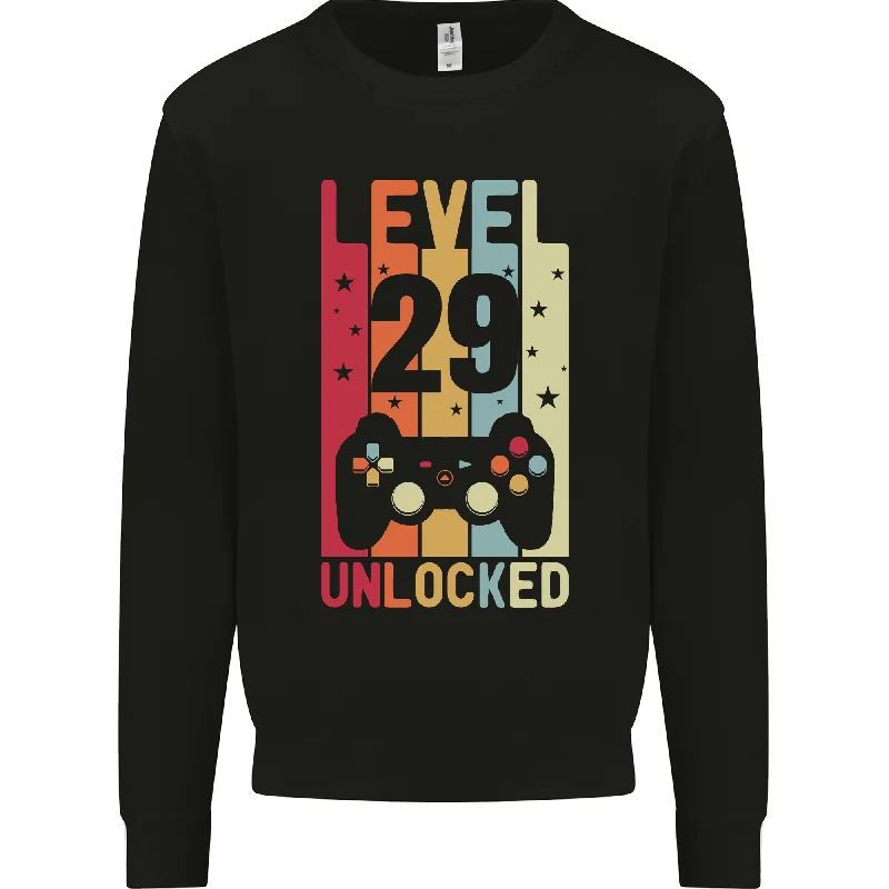 performance gym sweatshirt29th Birthday Level Up Gamer 29-Year-Old Men's Sweatshirt Jumper