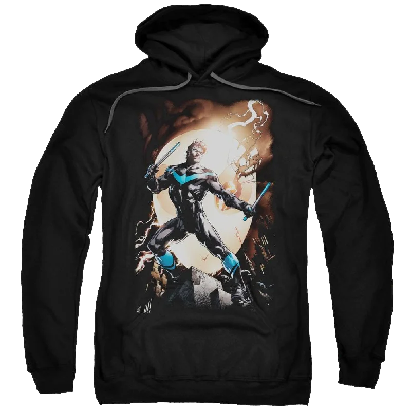 trendy zip-up hoodieBatman Nightwing Against Owls - Pullover Hoodie