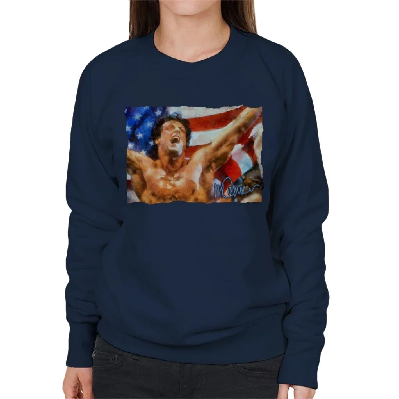 casual workout hoodieSidney Maurer Original Portrait Of Sylvester Stallone As Rocky Women's Sweatshirt