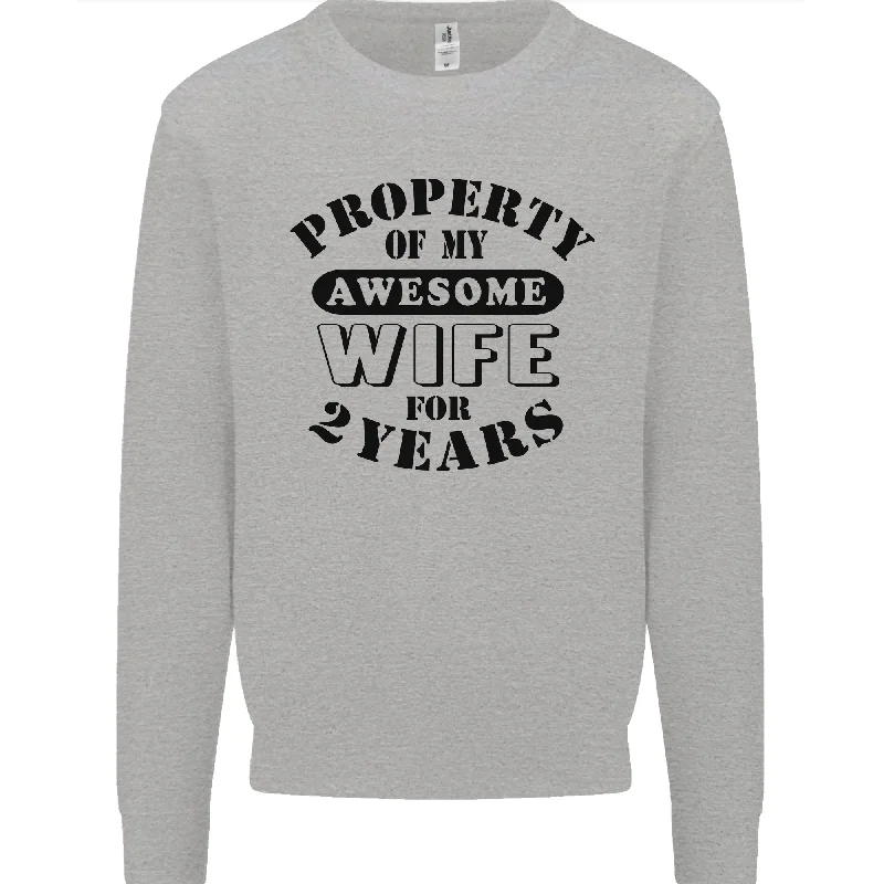 fitness lifestyle hoodie2nd Wedding Anniversary 2 Year Funny Wife Mens Sweatshirt Jumper