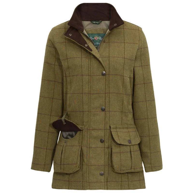 everyday winter coatAlan Paine Rutland Ladies Tweed Waterproof Coat - Lichen