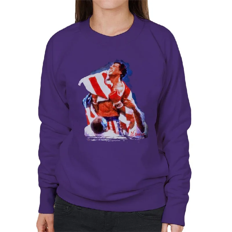 fitted workout sweatshirtSidney Maurer Original Portrait Of Sylvester Stallone Rocky IV Women's Sweatshirt