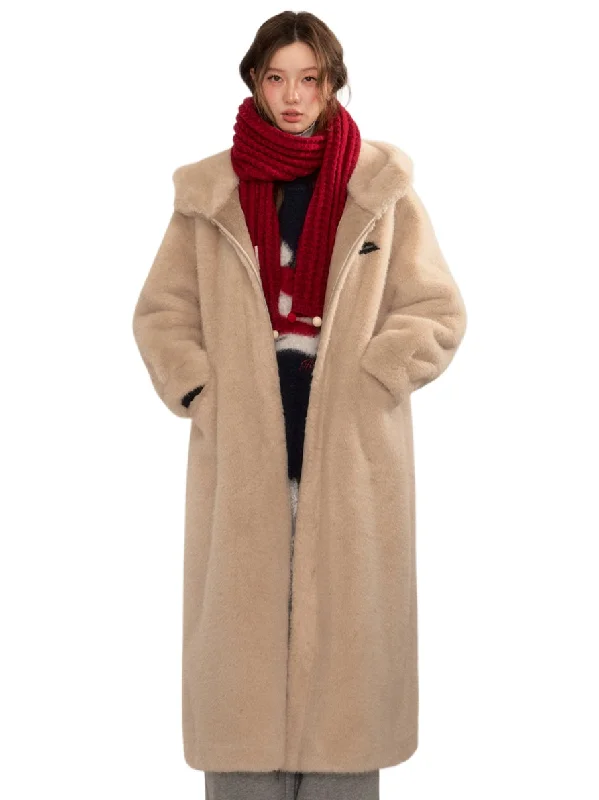 breathable jacketApricot Faux Fur Long Coat