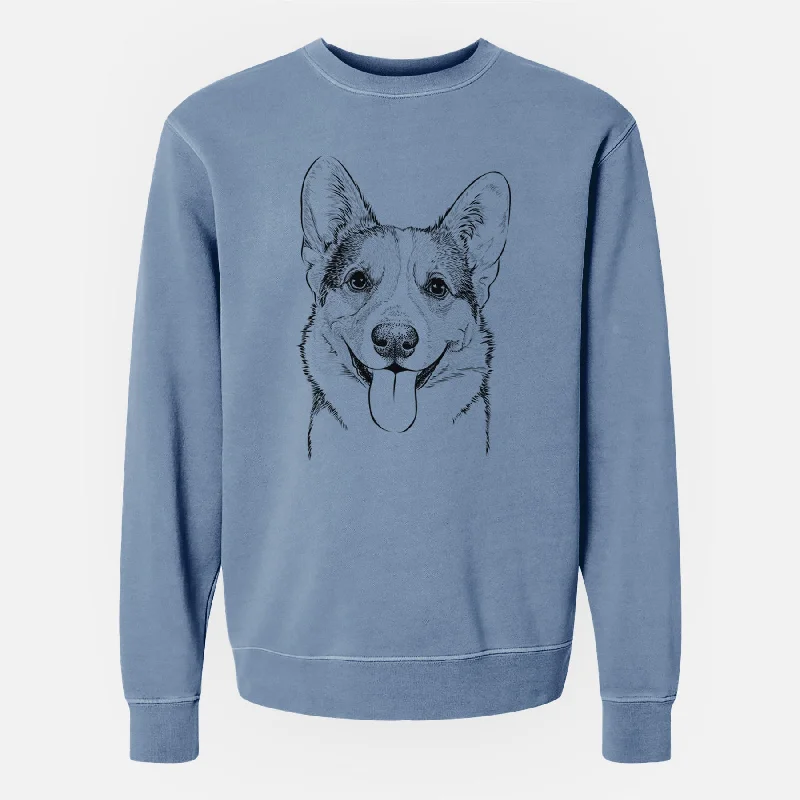 athletic style hoodieBare Loki the Corgi - Unisex Pigment Dyed Crew Sweatshirt