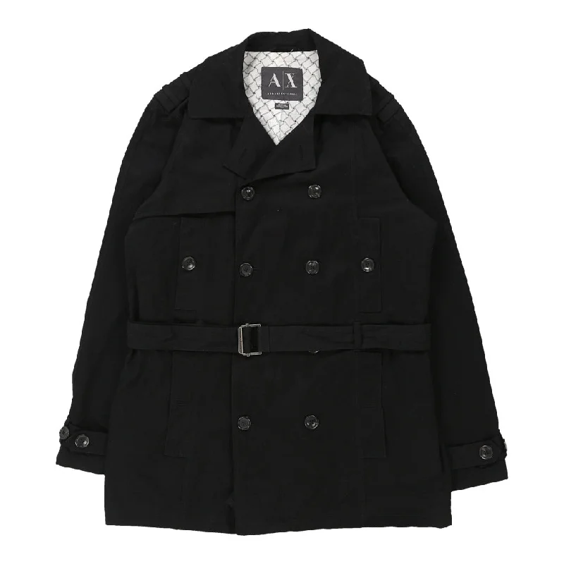 oversized trench coatArmani Exchange Trench Coat - Large Black Cotton