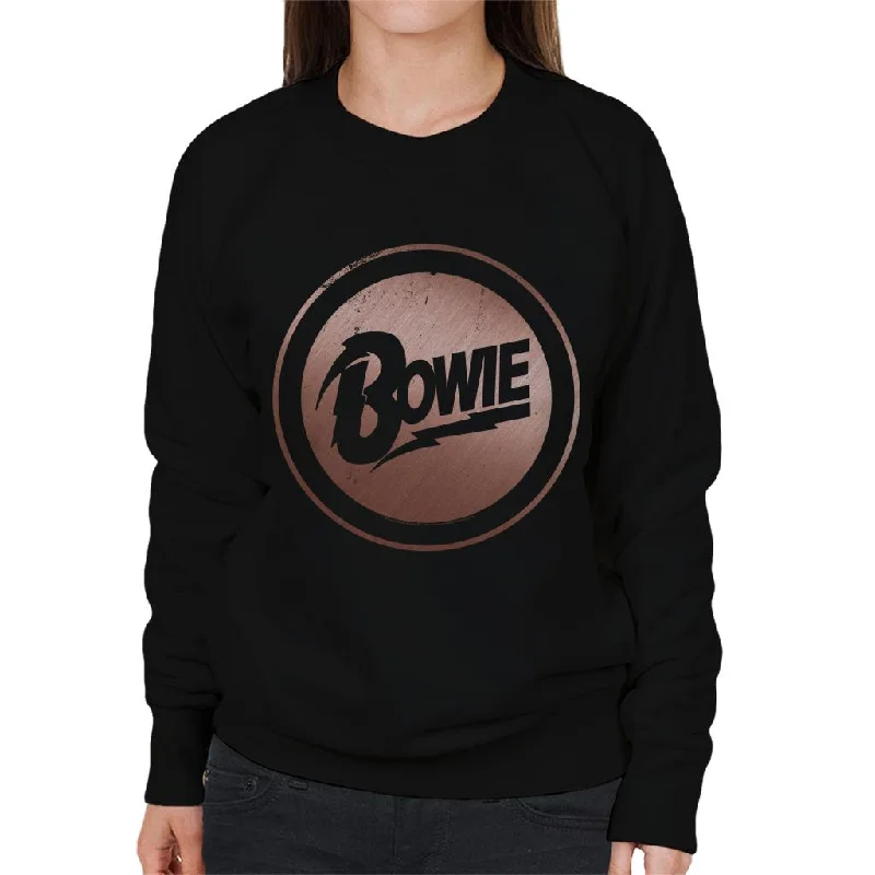 sleek workout sweatshirtDavid Bowie Rose Gold Badge Women's Sweatshirt