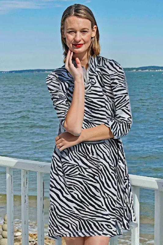 trendy wrap dressSag Harbor Dress Black and White Tiger Stripes