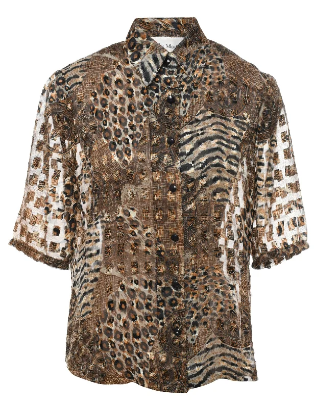 trendy casual outerwearAnimal Print Evening Shirt - L