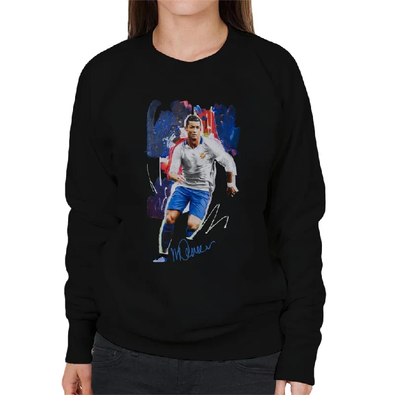 athletic streetwear sweatshirtSidney Maurer Original Portrait Of Striker Cristiano Ronaldo Women's Sweatshirt