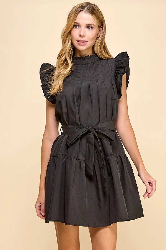 v-neck dressRUFFLE MOCK NECK DRESS