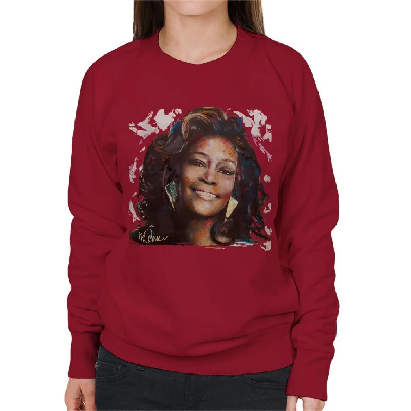 warm workout hoodieSidney Maurer Original Portrait Of Whitney Houston White Women's Sweatshirt