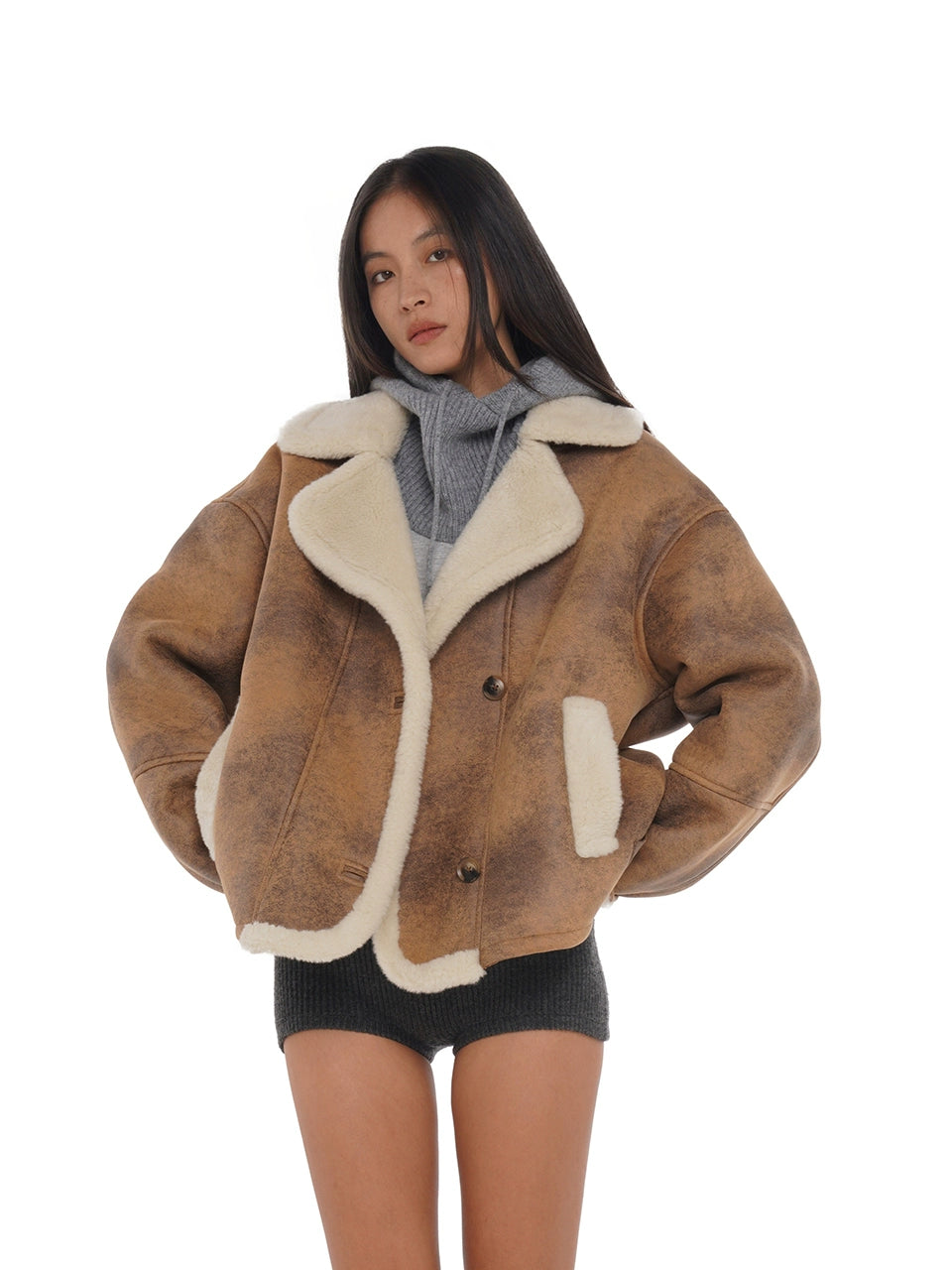 relaxed fit coatShearling Oversized Collar Jacket