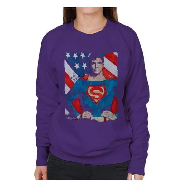 fitted workout hoodieSidney Maurer Original Portrait Of Superman Christopher Reeve Women's Sweatshirt