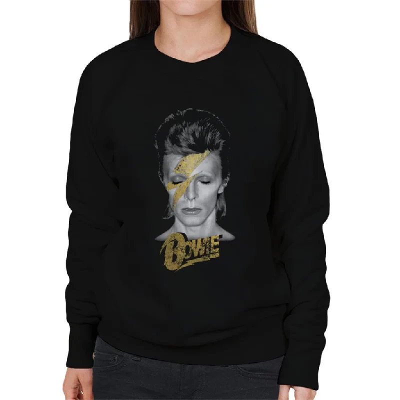 graphic gym sweatshirtDavid Bowie Aladdin Sane Golden Lightning Bolt Women's Sweatshirt