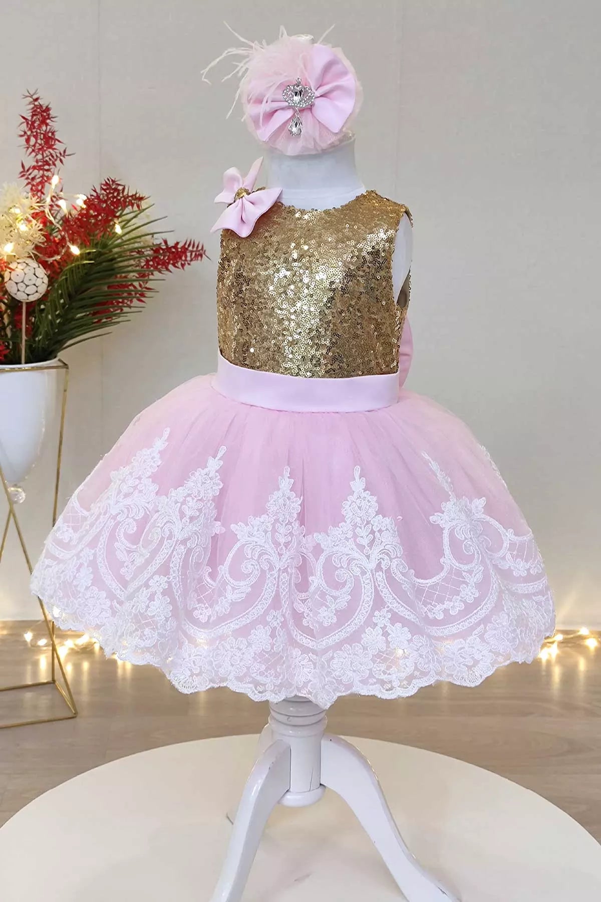 fitted dressShay Gold & Pink Party Dress