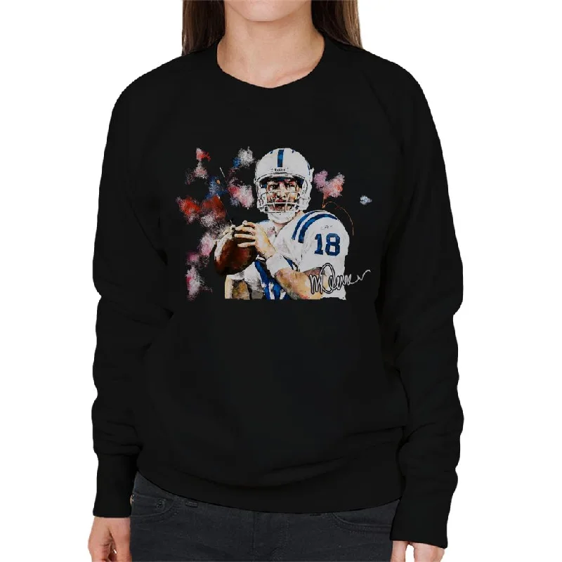 urban workout sweatshirtSidney Maurer Original Portrait Of Star Quarterback Peyton Manning Women's Sweatshirt