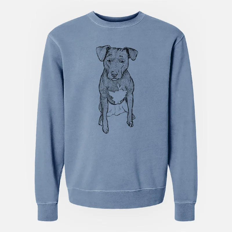 high-end athletic hoodieDoodled Kinley the Pitbull Mix - Unisex Pigment Dyed Crew Sweatshirt