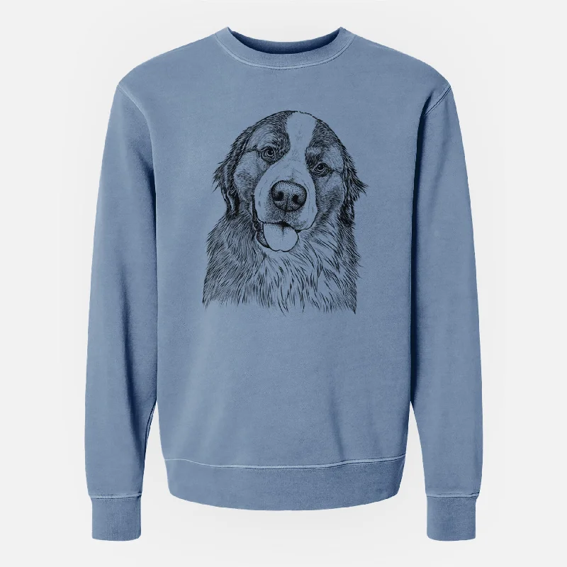 long-sleeve athletic hoodieBare Walter the Bernese Mountain Dog Mix - Unisex Pigment Dyed Crew Sweatshirt