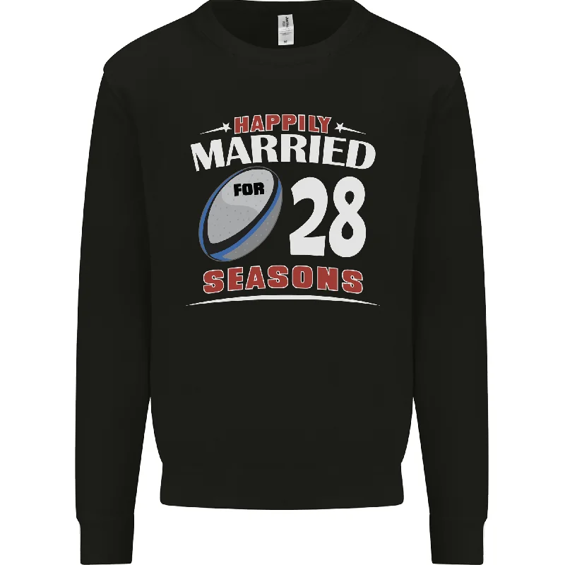 contemporary fitness sweatshirt28 Year Wedding Anniversary 28th Rugby Mens Sweatshirt Jumper