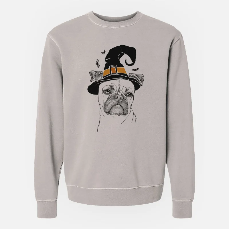 streetwear gym sweatshirtWitch Mack the Bugg (Boston Terrier/Pug) - Unisex Pigment Dyed Crew Sweatshirt