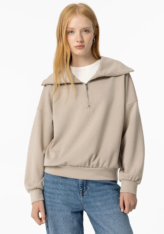 zip-up hooded sweatshirtTiffosi Womens Miu Half Zip Sweatshirt, Beige