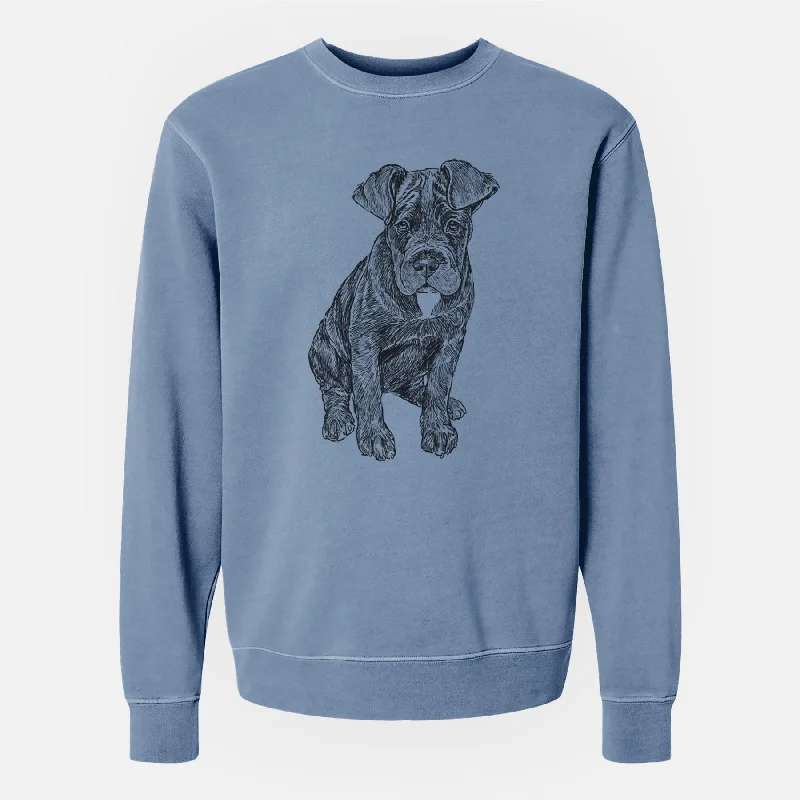 workout-ready hoodieDoodled Kona the Cane Corso - Unisex Pigment Dyed Crew Sweatshirt