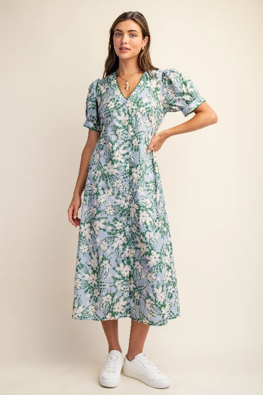 comfy dressPRINT BUTTON UP MIDI DRESS