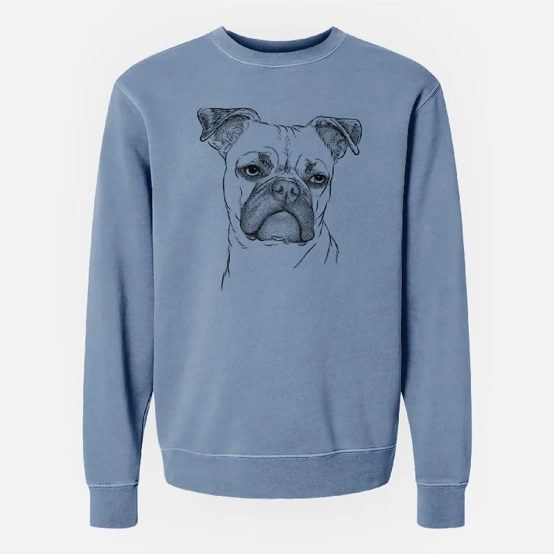 athletic casual sweatshirtBare Mack the Bugg (Boston Terrier/Pug) - Unisex Pigment Dyed Crew Sweatshirt