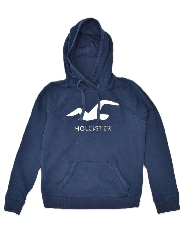 fashion-forward hoodieHOLLISTER Womens Loose Fit Graphic Hoodie Jumper UK 10 Small Navy Blue