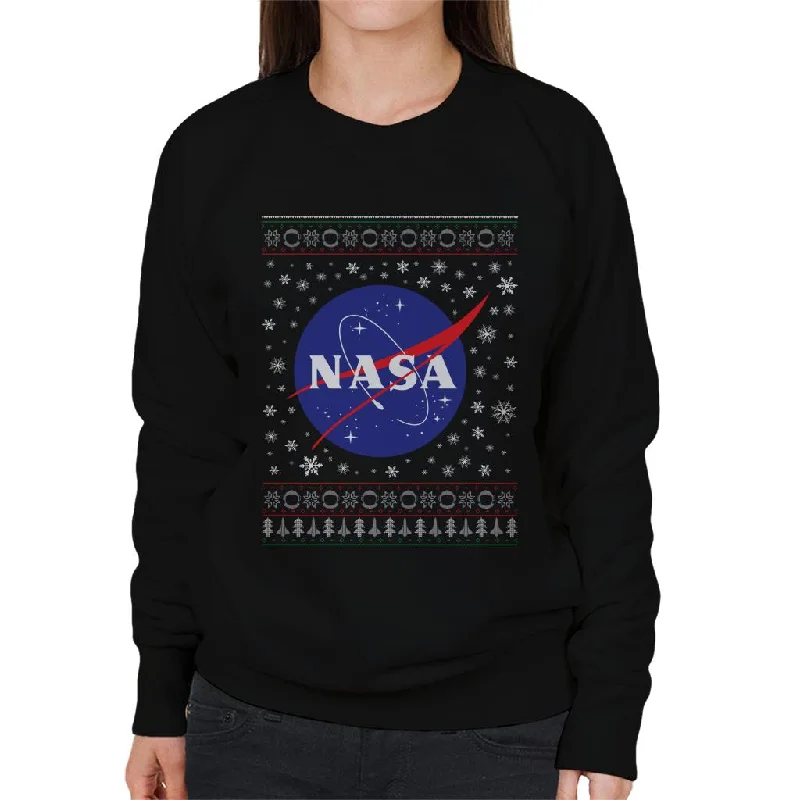 stylish performance hoodieThe NASA Classic Insignia Christmas Knit Pattern Women's Sweatshirt