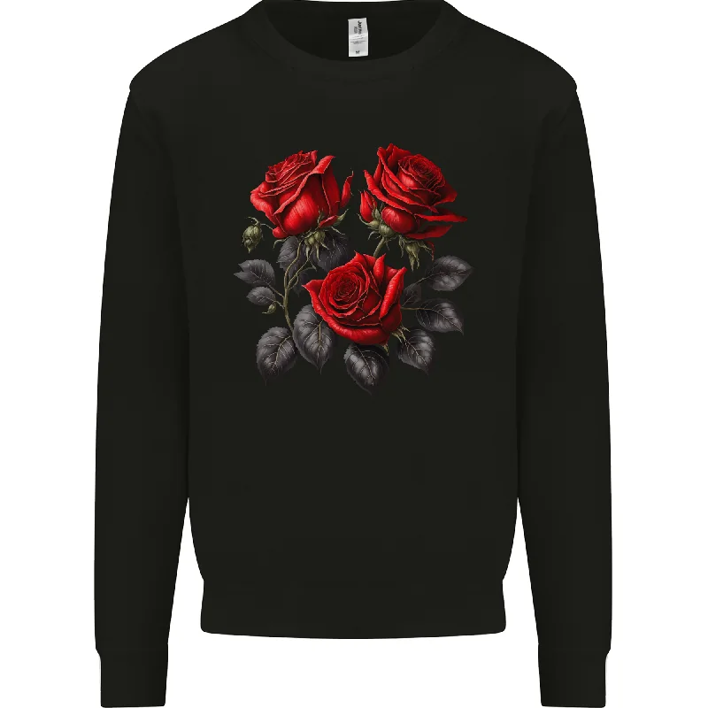 comfy workout sweatshirt3 Red Roses Gothic Goth Mens Sweatshirt Jumper