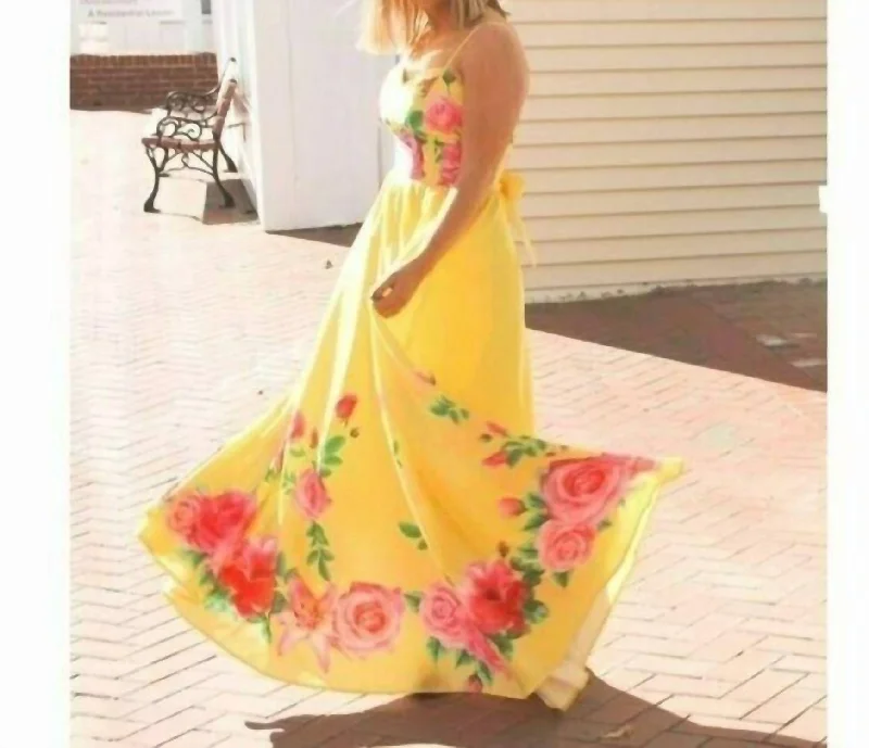 casual evening dressFloral Maxi Dress In Yellow Floral