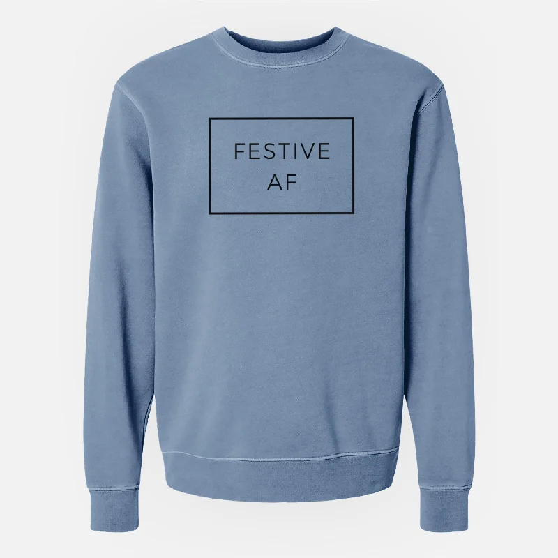 trendy sports sweatshirtFestive AF Boxed - Unisex Pigment Dyed Crew Sweatshirt